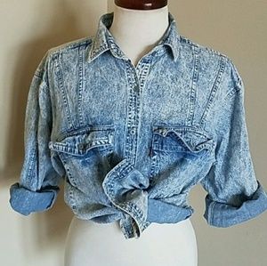 VNT Levis Jean Acid Rinse Button-Down Shirt, SZ M
